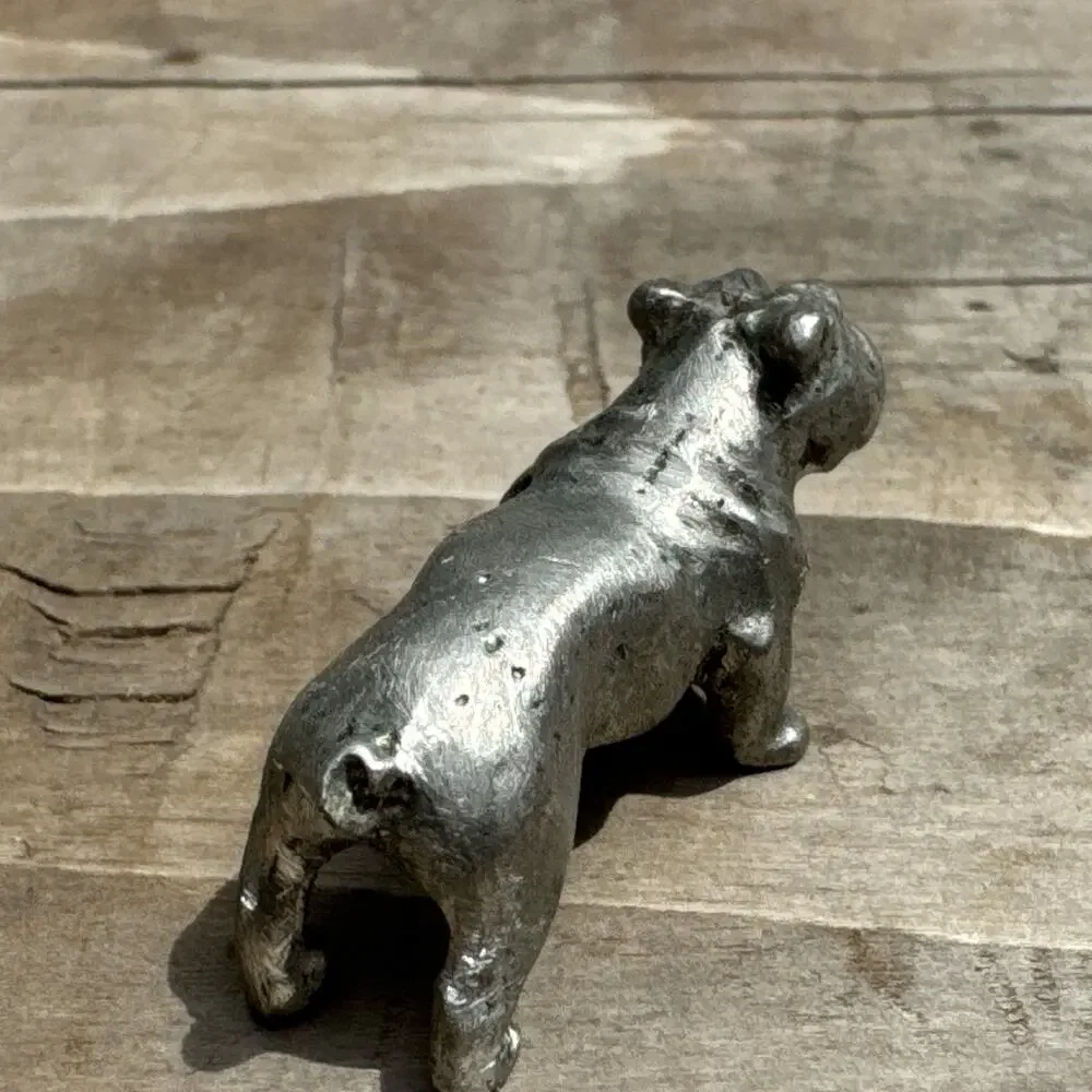 Vintage Solid Miniature Pewter Bulldog Figurine Signed Rawclif Pewter 1987
